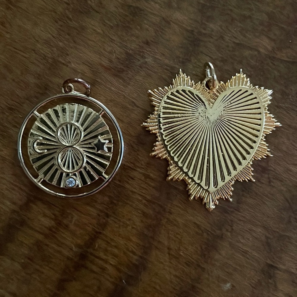 Brass Heart and Karma Medallions/Pendants